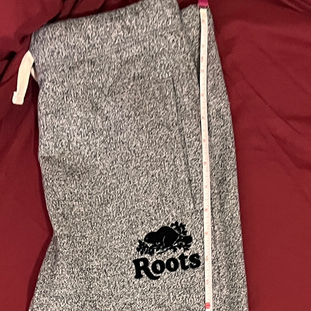 Roots Kids Grey Marled Joggers with Red and Cream Striped Cuffs - Picture 7 of 10